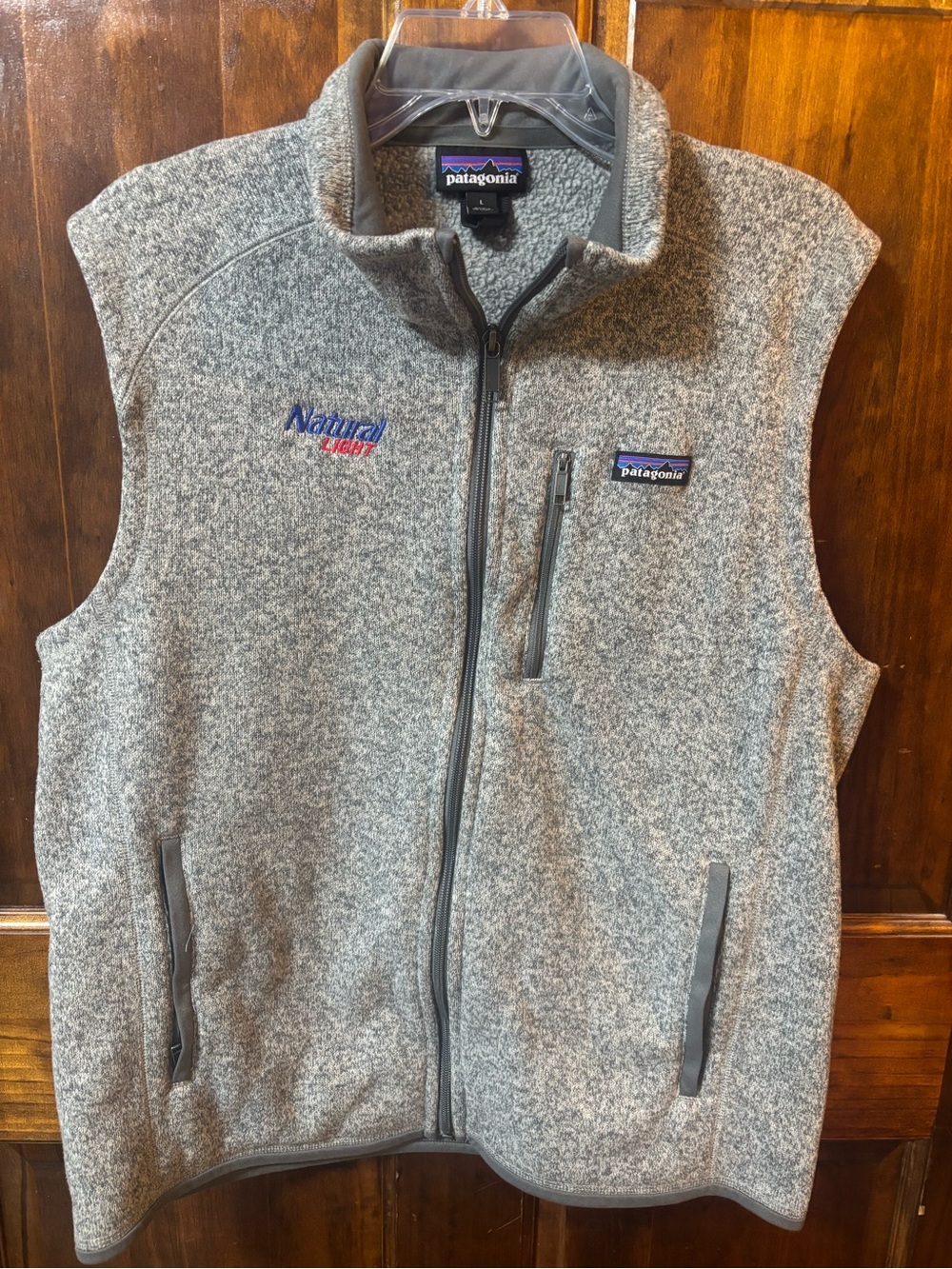 Patagonia Heather Gray Fleece Vest with Logo Embroidery